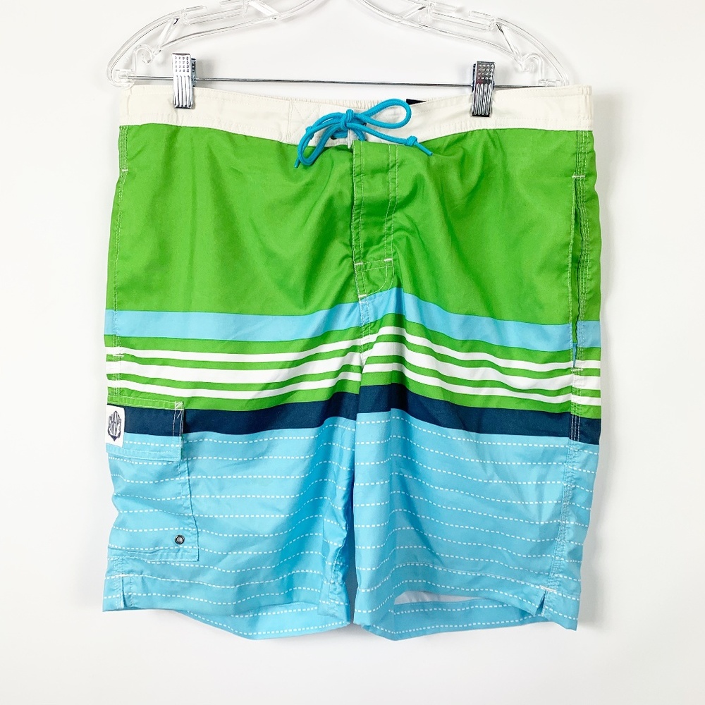 Chaps Large Swim Trunks Lined Wear Green Blue